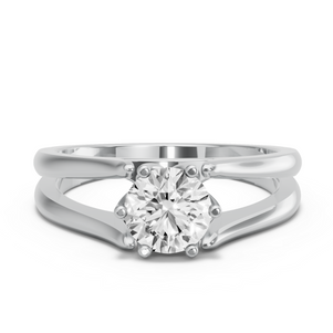 Image for Round Scallopes Six Prongs Ring with Split Ring Solitaire band