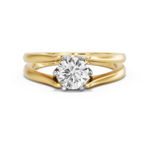 Image for Round Scallopes Six Prongs Ring with Split Ring Solitaire band