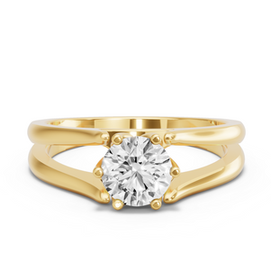 Image for Round Scallopes Six Prongs Ring with Split Ring Solitaire band