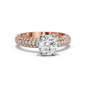 Image for Round Scallopes Six Prongs Ring with Triple Row Pave band