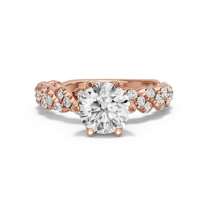 Image for Round Scallopes Six Prongs Ring with Twist Pave band