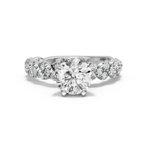 Image for Round Scallopes Six Prongs Ring with Twist Pave band
