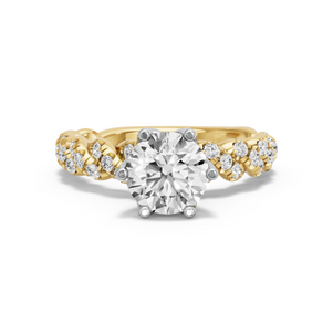Image for Round Scallopes Six Prongs Ring with Twist Pave band