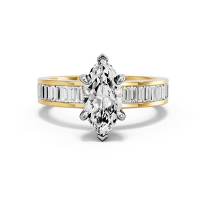 Image for Marquise Six Prong diamond Ring with Baguette Channel band