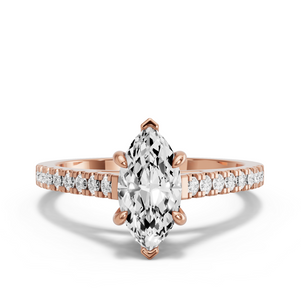 Image for Marquise Six Prong diamond Ring with Cathedral Pave band
