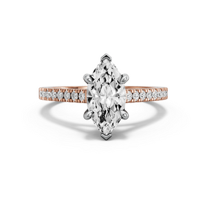 Image for Marquise Six Prong diamond Ring with Cathedral Pave band