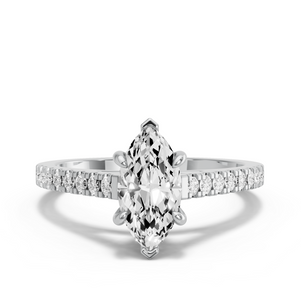 Image for Marquise Six Prong diamond Ring with Cathedral Pave band