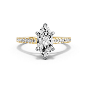 Image for Marquise Six Prong diamond Ring with Cathedral Pave band