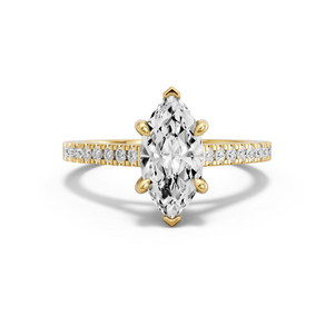 Image for Marquise Six Prong diamond Ring with Cathedral Pave band in 18K Yellow Gold