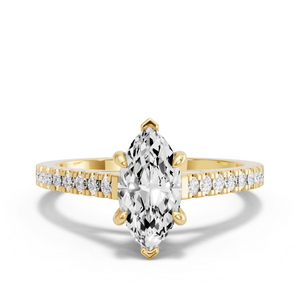 Image for Marquise Six Prong diamond Ring with Cathedral Pave band