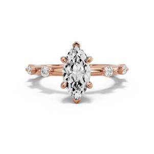 Image for Marquise Six Prong diamond Ring with Floating Station band in 14K Rose Gold