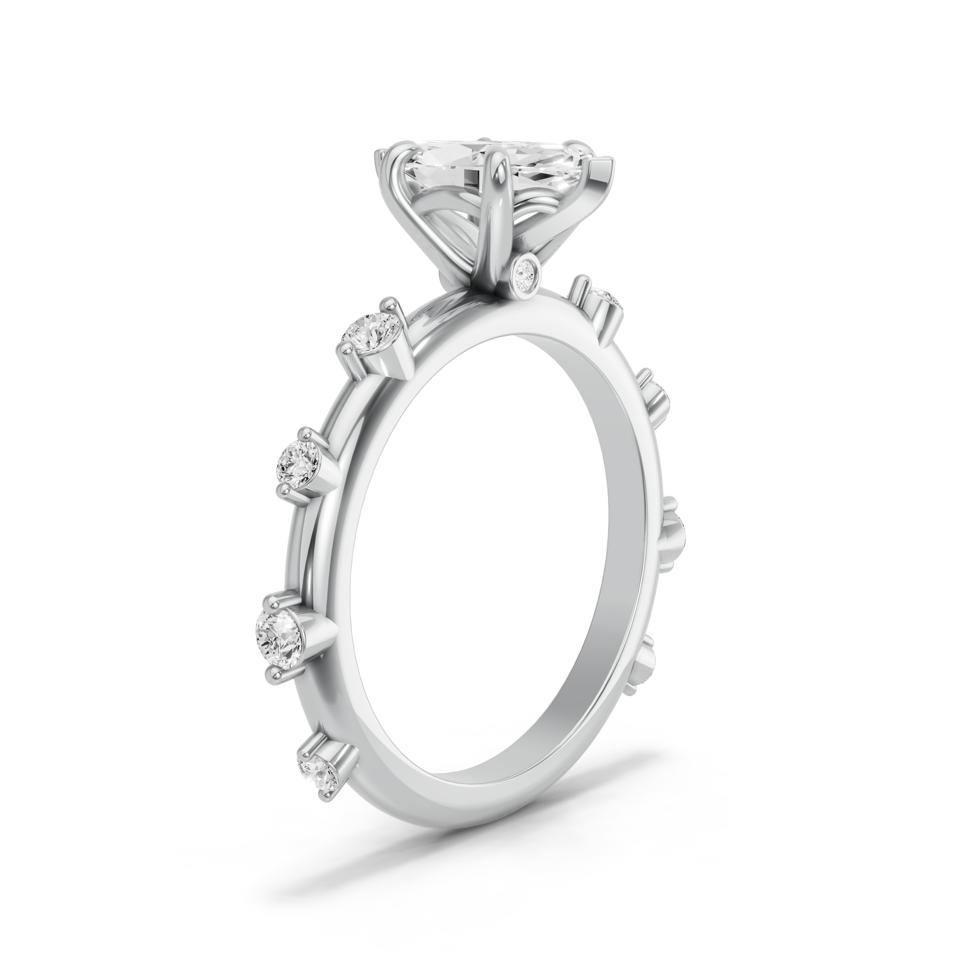 Image for Marquise Six Prong diamond Ring with Floating Station band in 950 Platinum