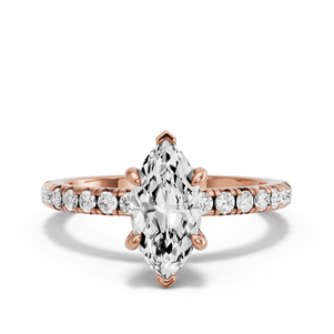 Image for Marquise Six Prong diamond Ring with French Pave band