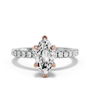 Image for Marquise Six Prong diamond Ring with French Pave band