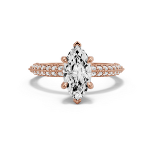 Image for Marquise Six Prong diamond Ring with Knife Edge Pave band in 18K Rose Gold