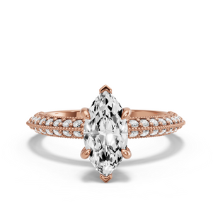 Image for Marquise Six Prong diamond Ring with Knife Edge Pave band