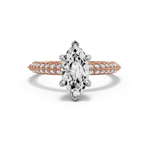 Image for Marquise Six Prong diamond Ring with Knife Edge Pave band
