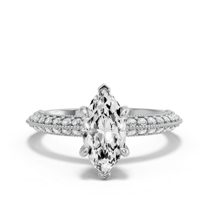 Image for Marquise Six Prong diamond Ring with Knife Edge Pave band