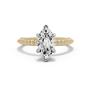 Image for Marquise Six Prong diamond Ring with Knife Edge Pave band