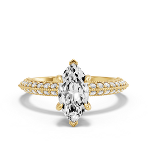 Image for Marquise Six Prong diamond Ring with Knife Edge Pave band