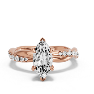 Image for Marquise Six Prong diamond Ring with Rope Pave band