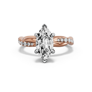 Image for Marquise Six Prong diamond Ring with Rope Pave band