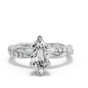 Image for Marquise Six Prong diamond Ring with Rope Pave band