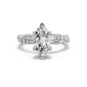 Image for Marquise Six Prong diamond Ring with Rope Pave band in 950 Platinum