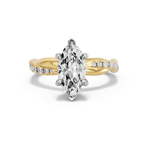 Image for Marquise Six Prong diamond Ring with Rope Pave band