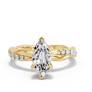 Image for Marquise Six Prong diamond Ring with Rope Pave band