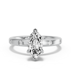 Image for Marquise Six Prong diamond Ring with Sleek Accent band