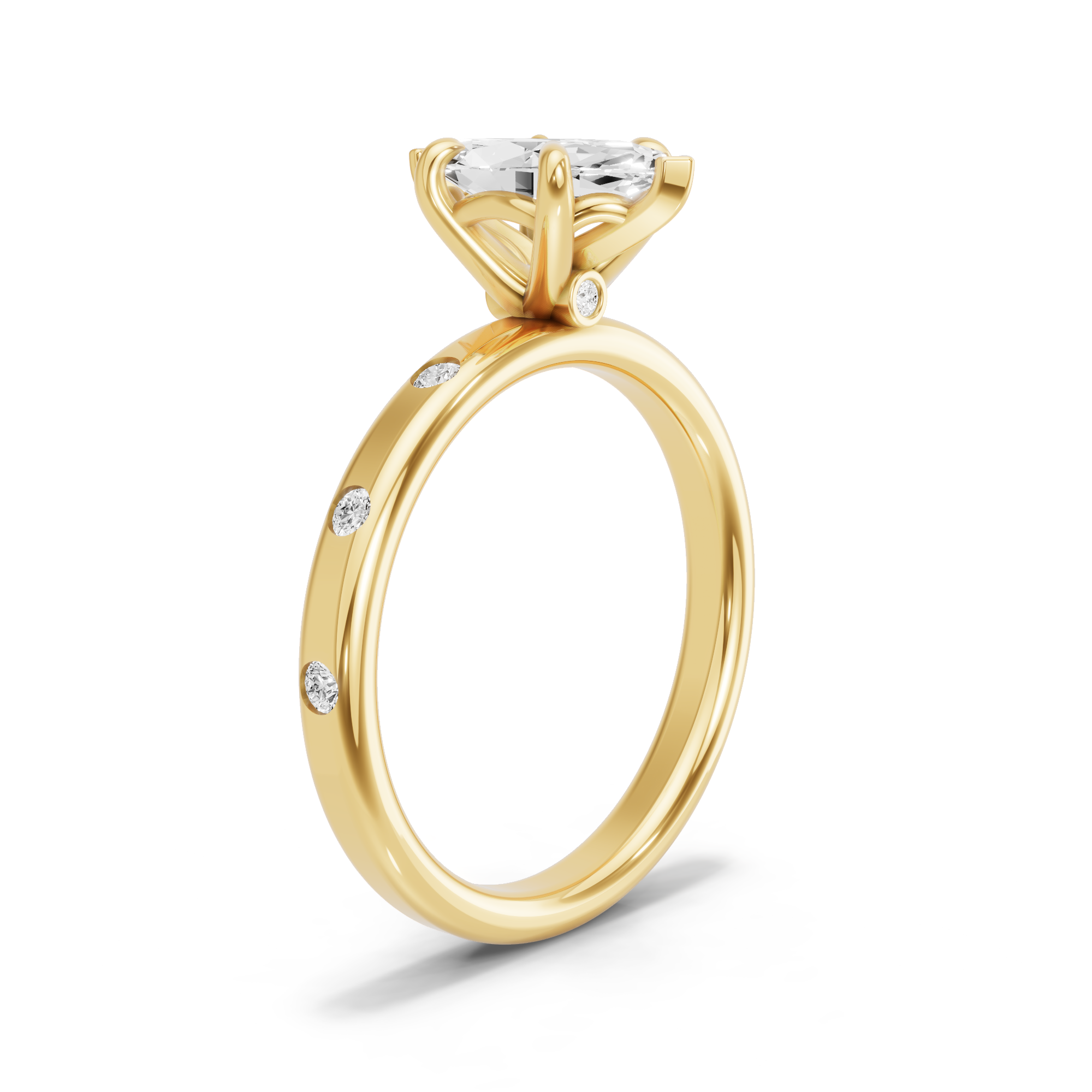 Image for Marquise Six Prong diamond Ring with Sleek Accent band in 18K Yellow Gold