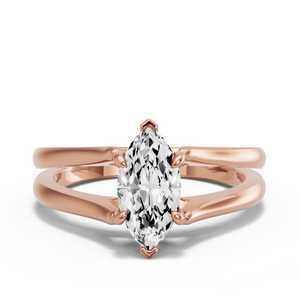 Image for Marquise Six Prong diamond Ring with Split Ring Solitaire band