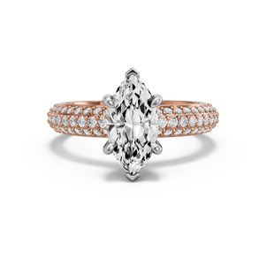 Image for Marquise Six Prong diamond Ring with Triple Row Pave band