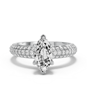Image for Marquise Six Prong diamond Ring with Triple Row Pave band