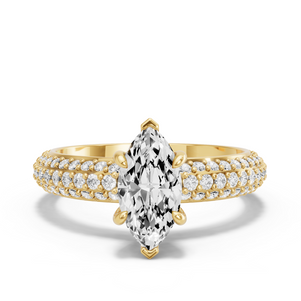 Image for Marquise Six Prong diamond Ring with Triple Row Pave band
