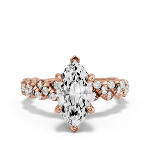 Image for Marquise Six Prong diamond Ring with Twist Pave band