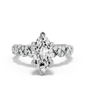 Image for Marquise Six Prong diamond Ring with Twist Pave band