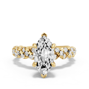 Image for Marquise Six Prong diamond Ring with Twist Pave band