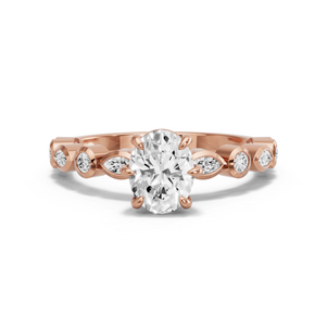 Image for Oval Six Prong diamond Ring with Alternating Marquise band