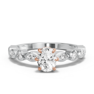 Image for Oval Six Prong diamond Ring with Alternating Marquise band