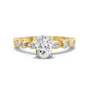 Image for Oval Six Prong diamond Ring with Alternating Marquise band