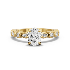 Image for Oval Six Prong diamond Ring with Alternating Marquise band