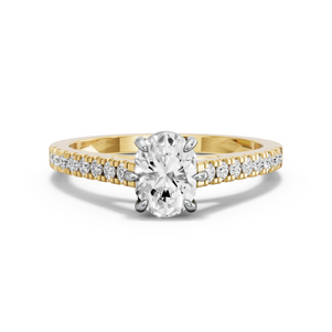 Image for Oval Six Prong diamond Ring with Cathedral Pave band