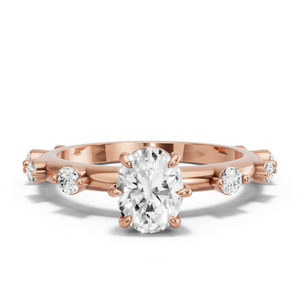 Image for Oval Six Prong diamond Ring with Floating Station band