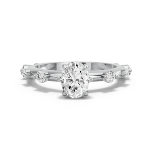 Image for Oval Six Prong diamond Ring with Floating Station band