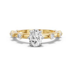 Image for Oval Six Prong diamond Ring with Floating Station band