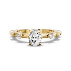 Image for Oval Six Prong diamond Ring with Floating Station band