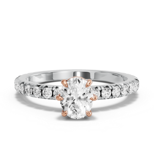 Image for Oval Six Prong diamond Ring with French Pave band