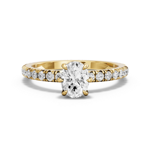 Image for Oval Six Prong diamond Ring with French Pave band